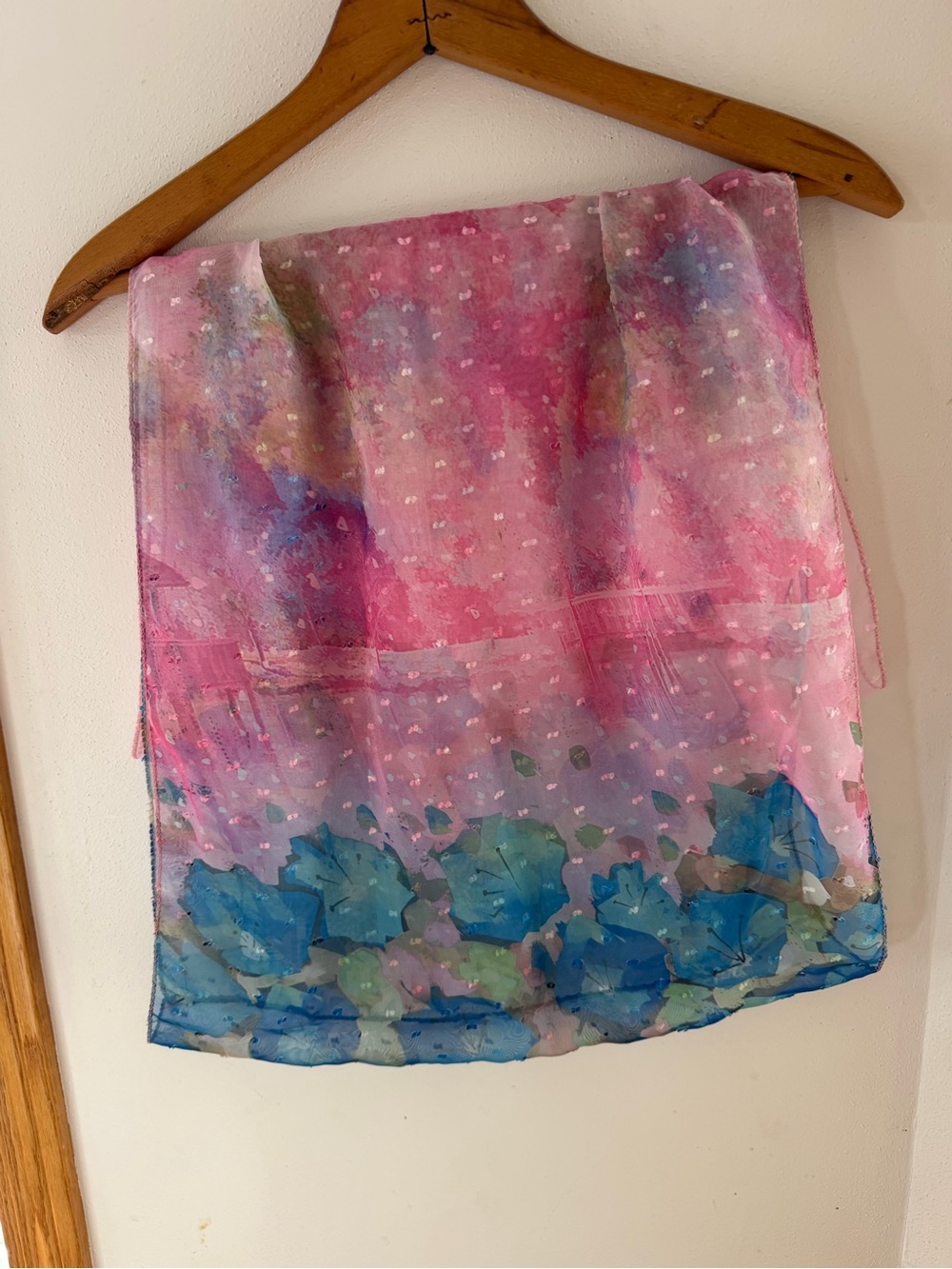 Lightweight Pink & Blue Sheer Infinity Scarf - Picture 4 of 4